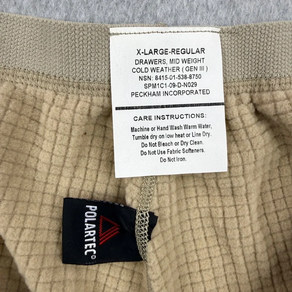 US Military Pants Mens XL Regular Tan Gen III Level 2 ECWCS Polartec Base Layer